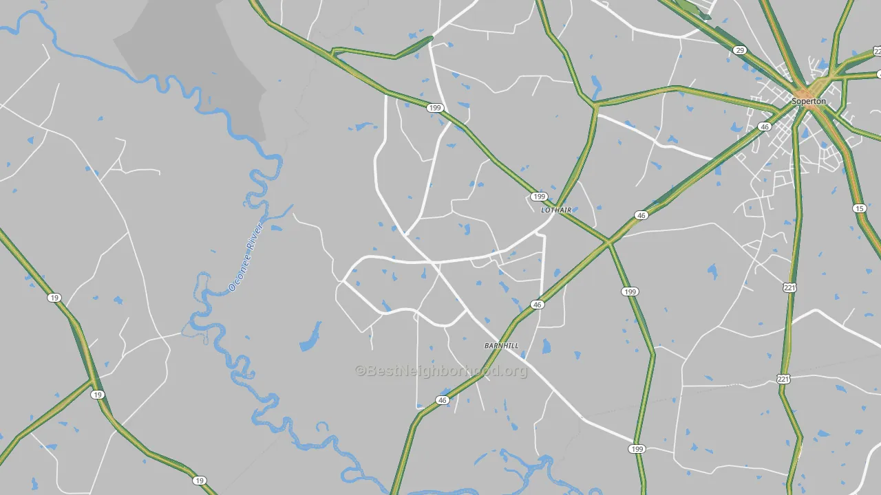 Lothair, GA Map of Noise Levels in Lothair