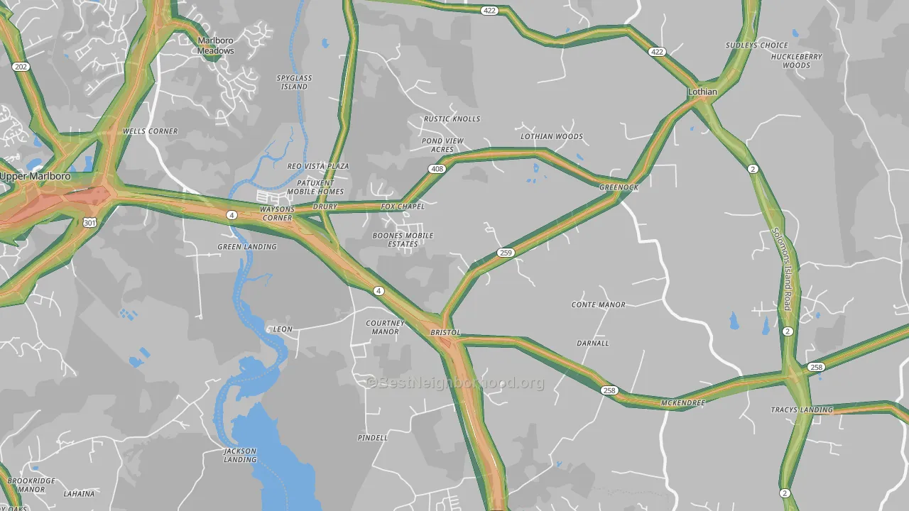 Lothian, MD Map of Noise Levels in Lothian