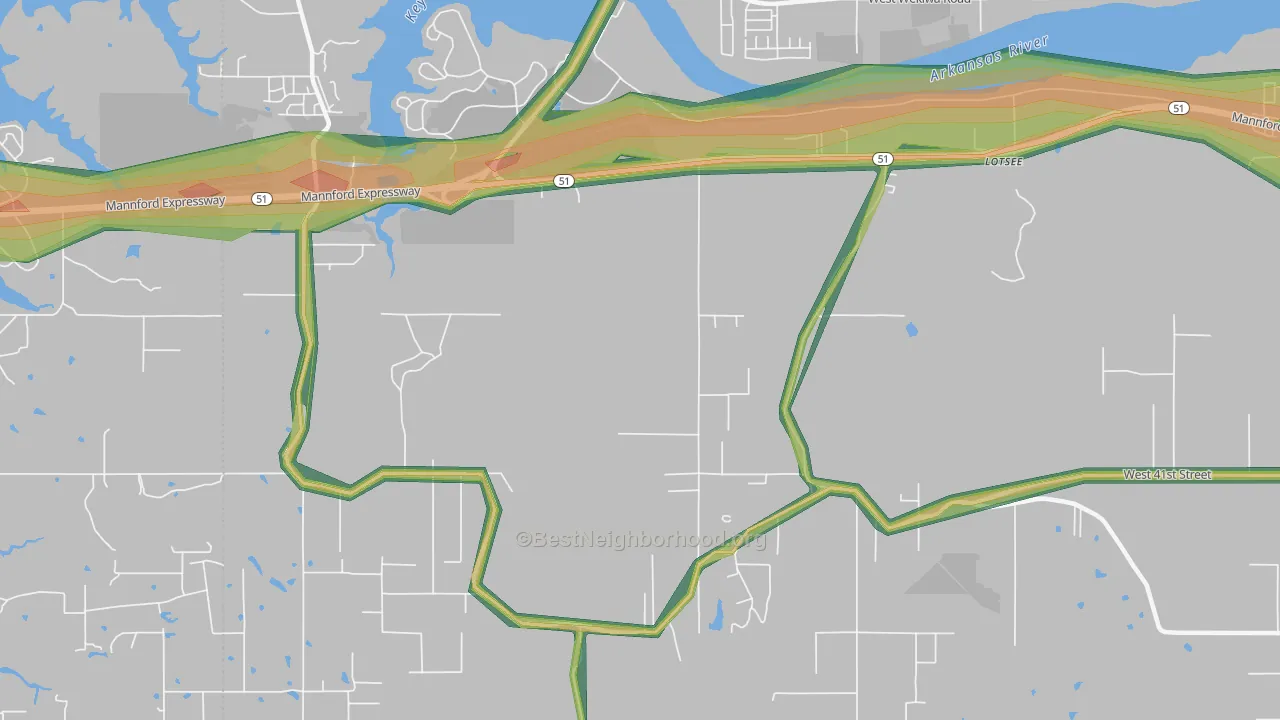 Lotsee, OK Map of Noise Levels in Lotsee