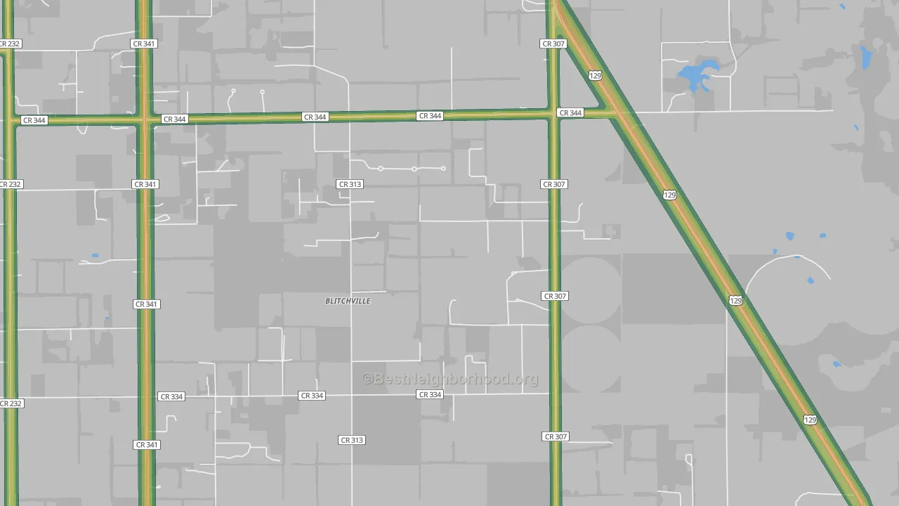 Lottieville, FL Map of Noise Levels in Lottieville