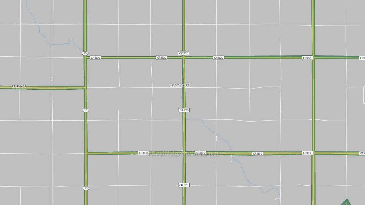 Lotts Creek, IA Map of Noise Levels in Lotts Creek