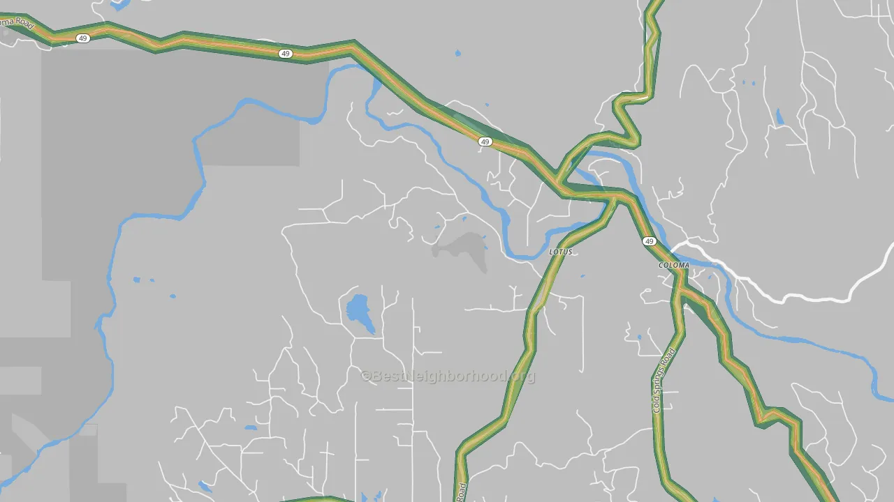 Lotus, CA Map of Noise Levels in Lotus