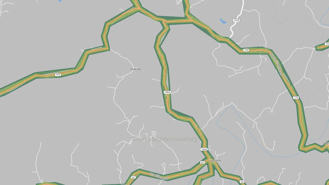 Louden, KY Map of Noise Levels in Louden