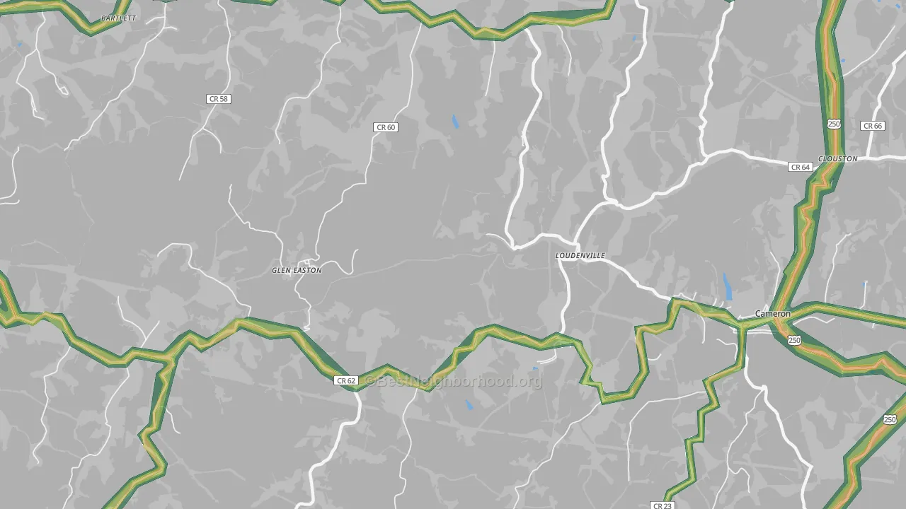 Loudenville, WV Map of Noise Levels in Loudenville
