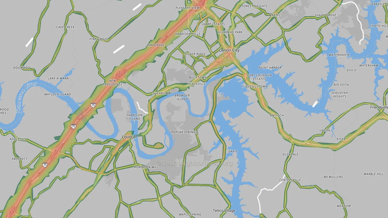 Loudon County, TN Map of Noise Levels in Loudon County