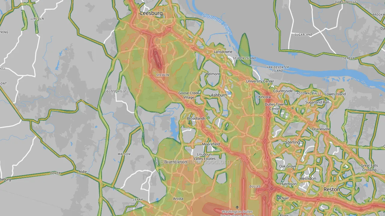 Loudoun County, VA Map of Noise Levels in Loudoun County