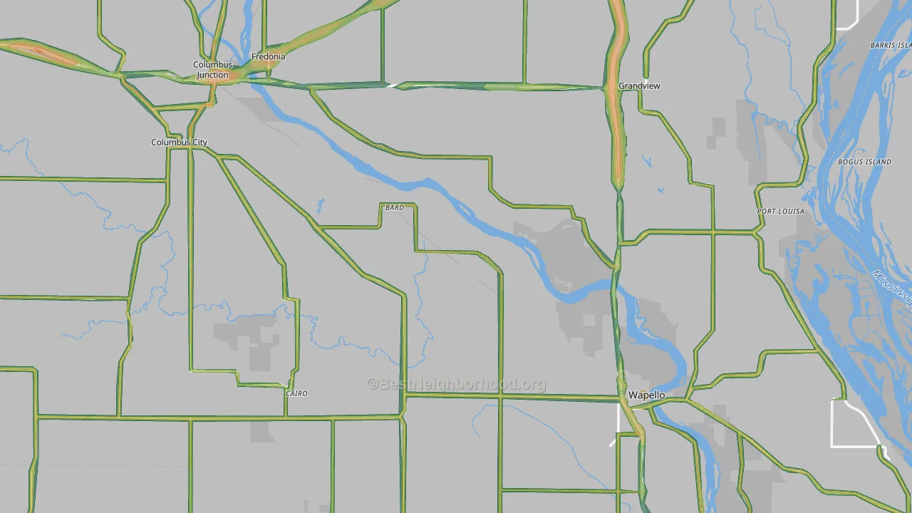 Louisa County, IA Map of Noise Levels in Louisa County