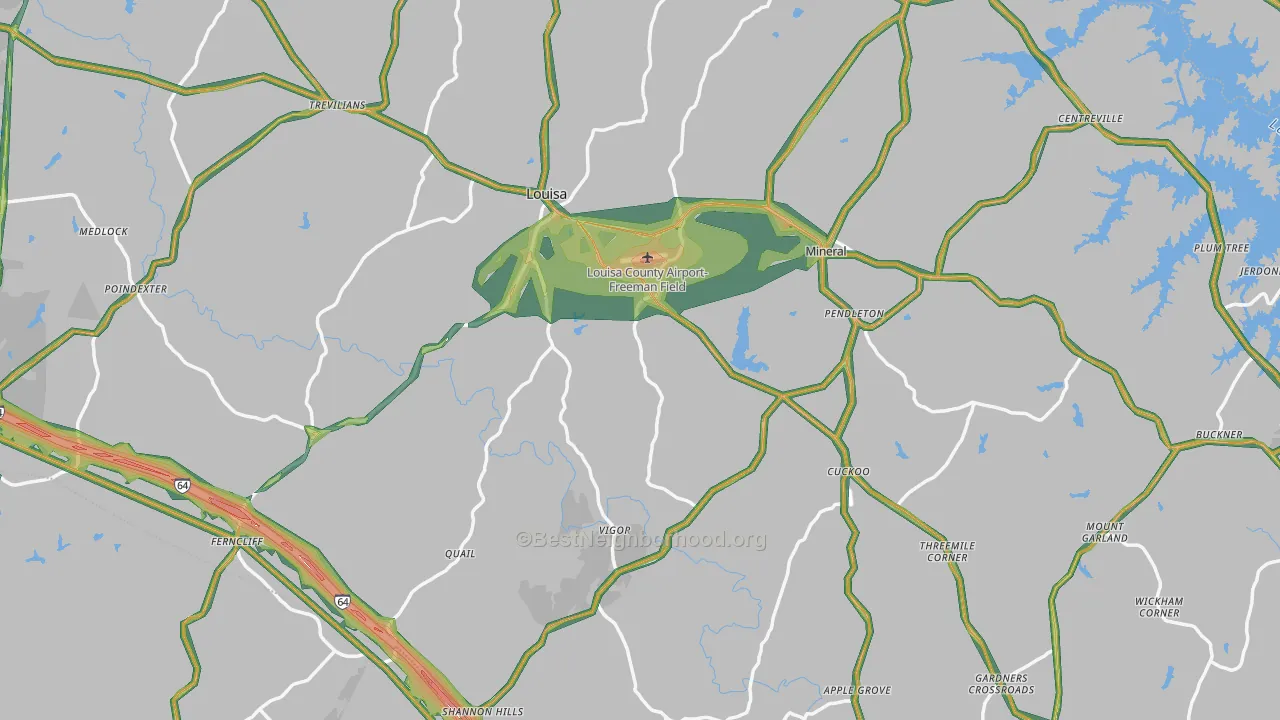 Louisa County, VA Map of Noise Levels in Louisa County
