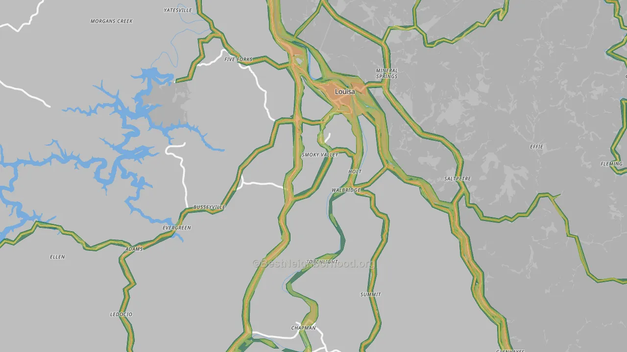 Louisa, KY Map of Noise Levels in Louisa