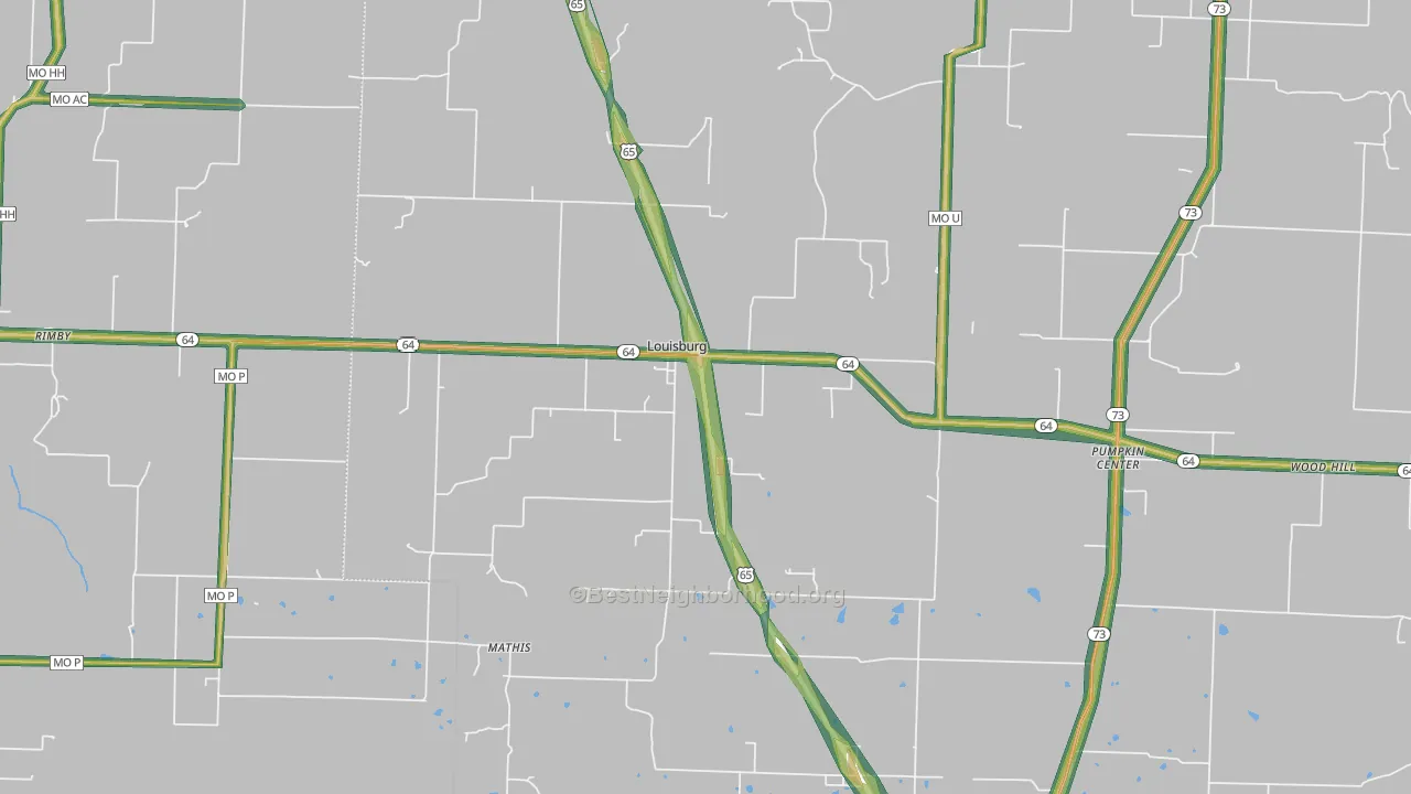 Louisburg, MO Map of Noise Levels in Louisburg