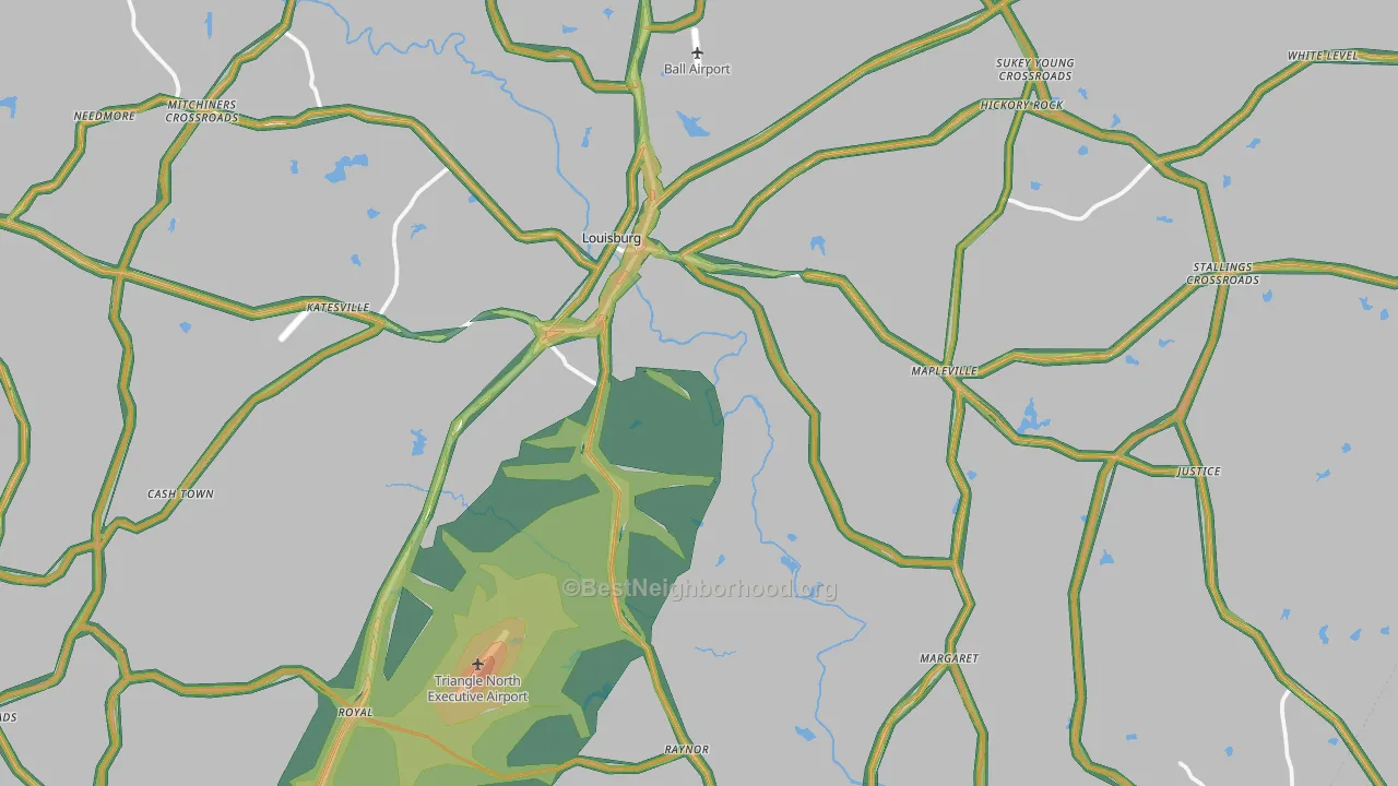 Louisburg, NC Map of Noise Levels in Louisburg