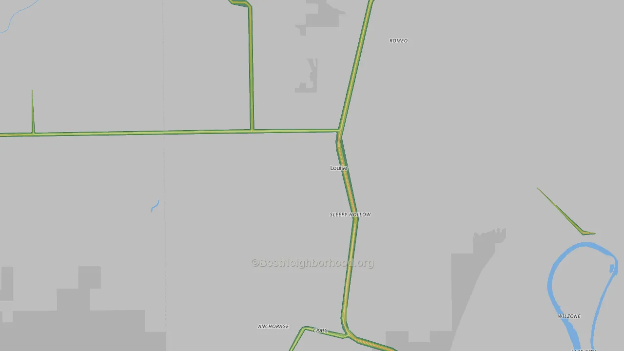 Louise, MS Map of Noise Levels in Louise