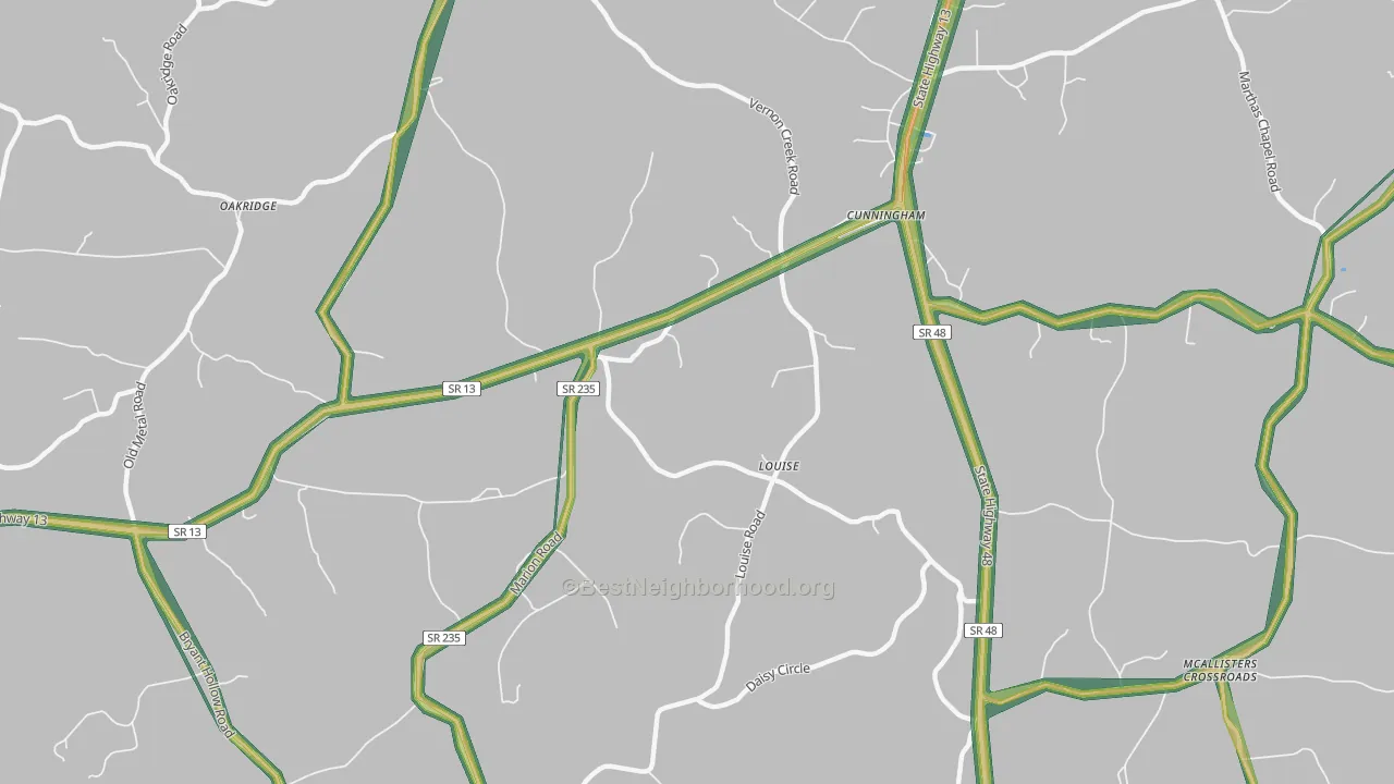 Louise, TN Map of Noise Levels in Louise