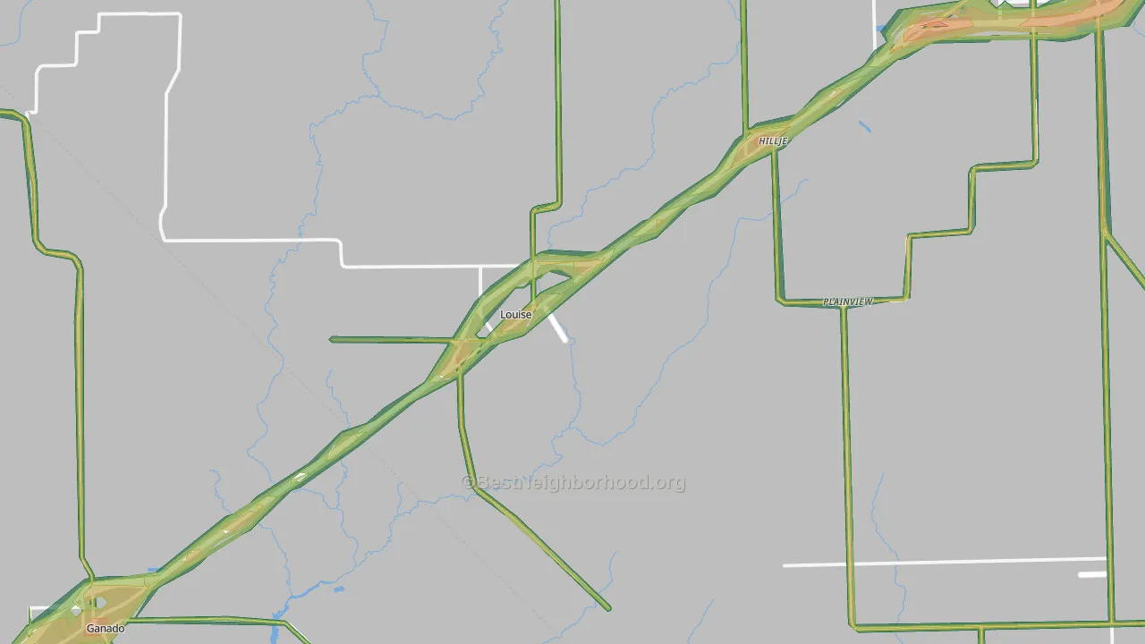 Louise, TX Map of Noise Levels in Louise