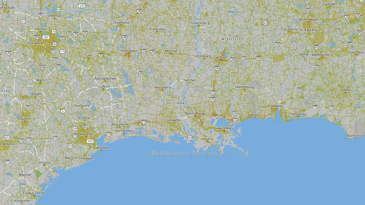Louisiana Map of Noise Levels in Louisiana