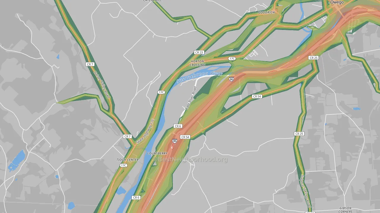 Lounsberry, NY Map of Noise Levels in Lounsberry