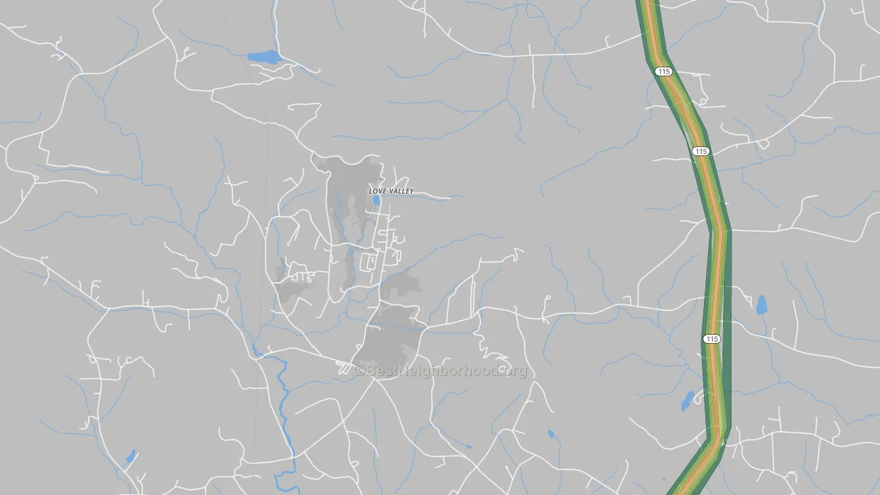 Love Valley, NC Map of Noise Levels in Love Valley