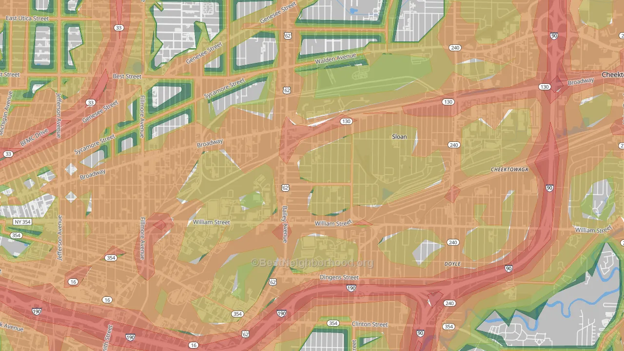 Lovejoy, Buffalo, NY Map of Noise Levels in Lovejoy