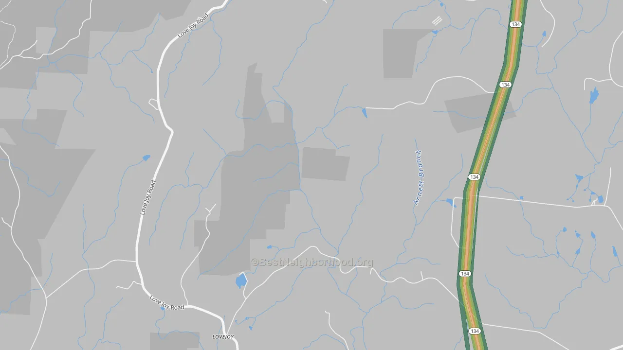 Lovejoy, NC Map of Noise Levels in Lovejoy