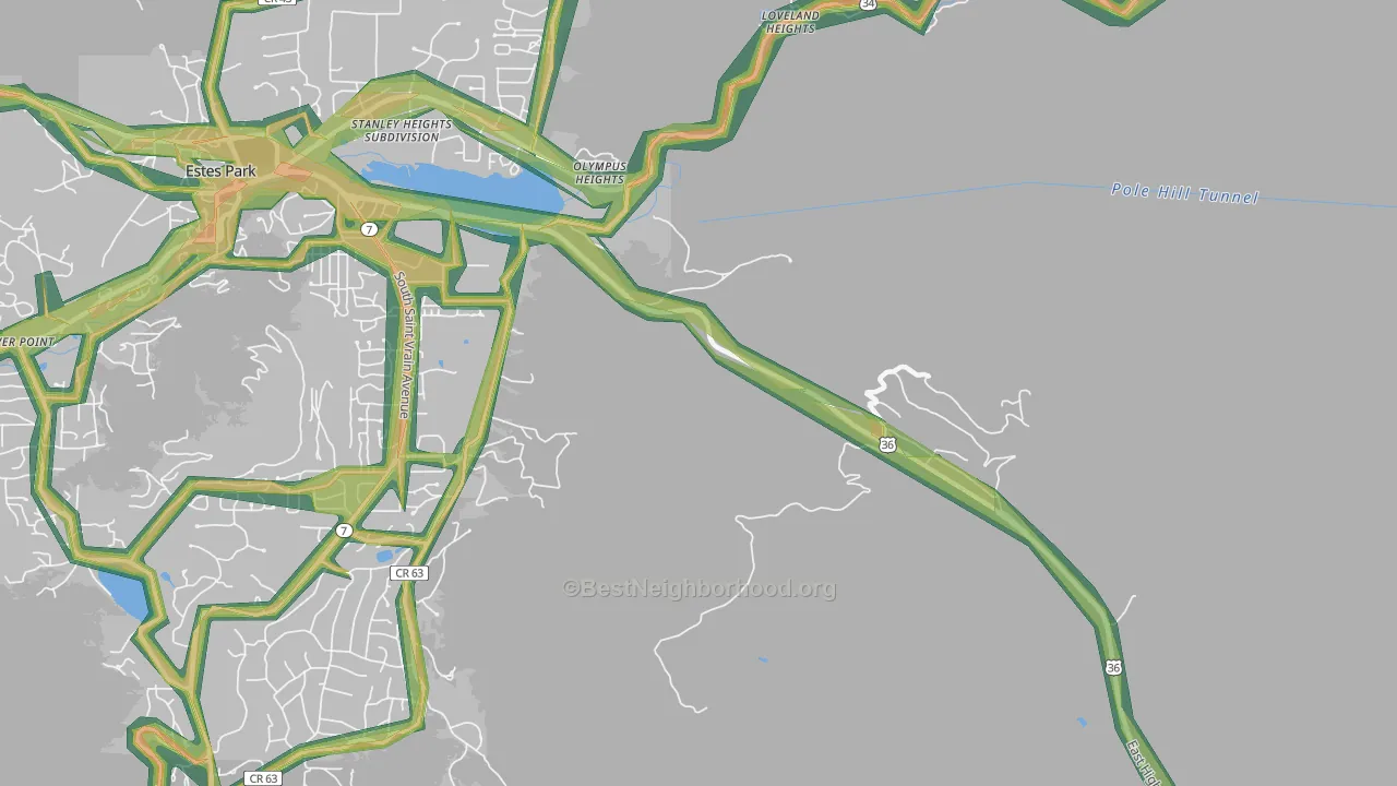 Loveland Heights, CO Map of Noise Levels in Loveland Heights