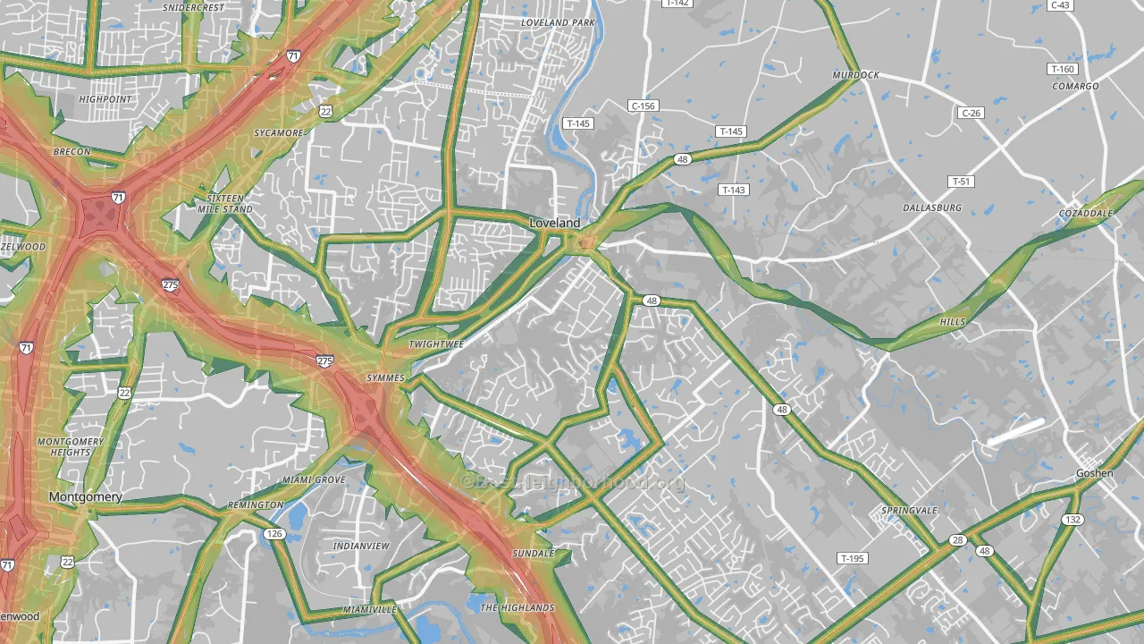 Loveland, OH Map of Noise Levels in Loveland