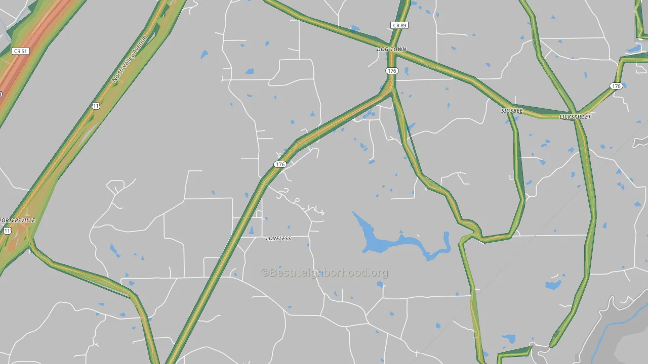 Loveless, AL Map of Noise Levels in Loveless