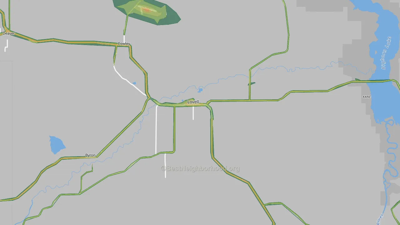 Lovell, WY Map of Noise Levels in Lovell