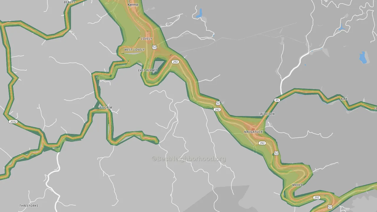 Lovely, KY Map of Noise Levels in Lovely