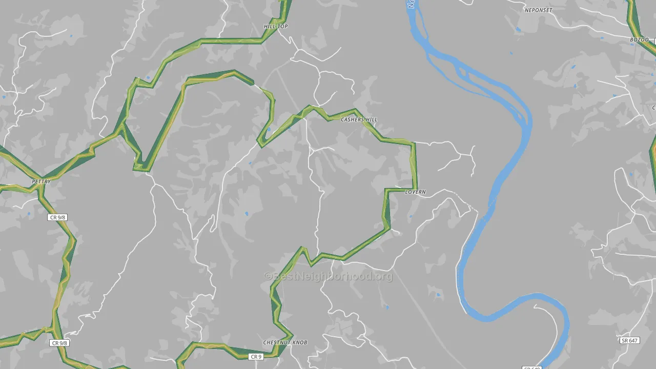 Lovern, WV Map of Noise Levels in Lovern