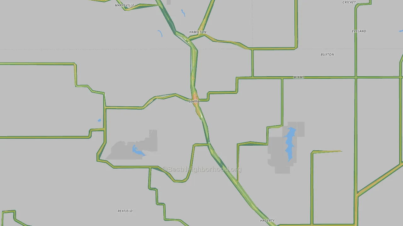 Lovilia, IA Map of Noise Levels in Lovilia