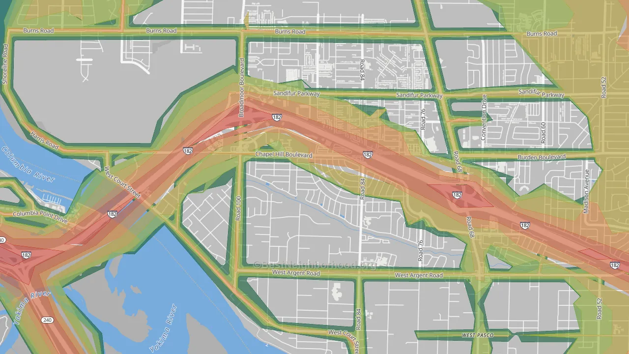 Lovisa Farms, Pasco, WA Map of Noise Levels in Lovisa Farms