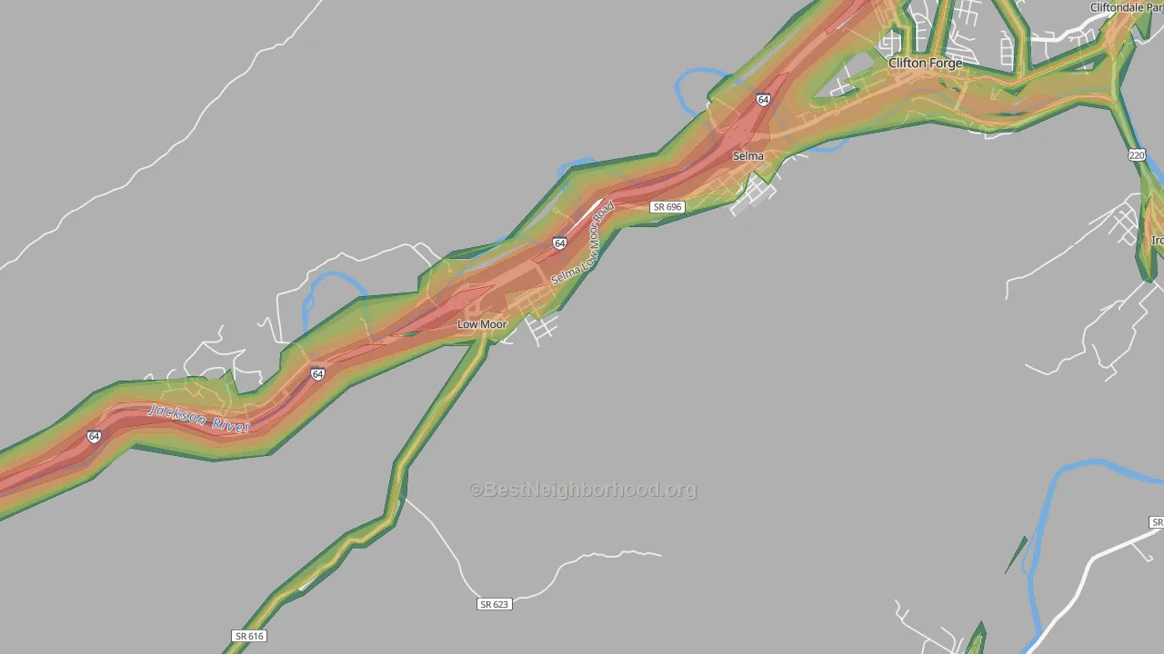 Low Moor, VA Map of Noise Levels in Low Moor