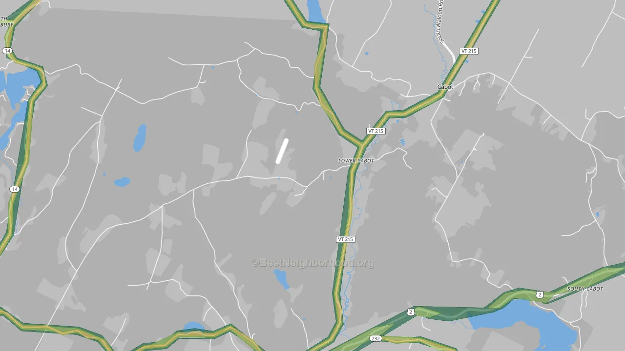 Lower Cabot, VT Map of Noise Levels in Lower Cabot