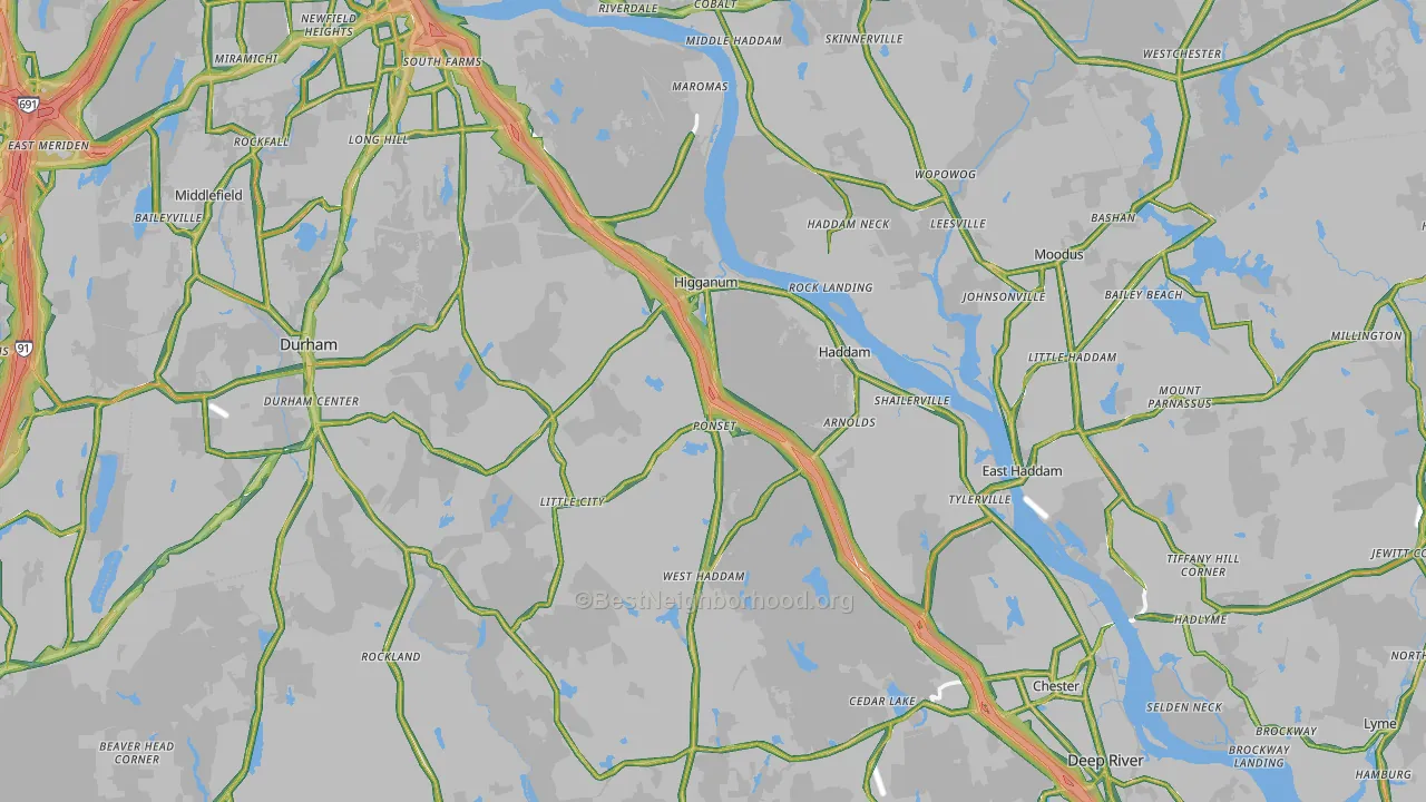 Lower Connecticut River Valley Planning Region, CT Map of Noise Levels in Lower Connecticut River Valley Planning Region