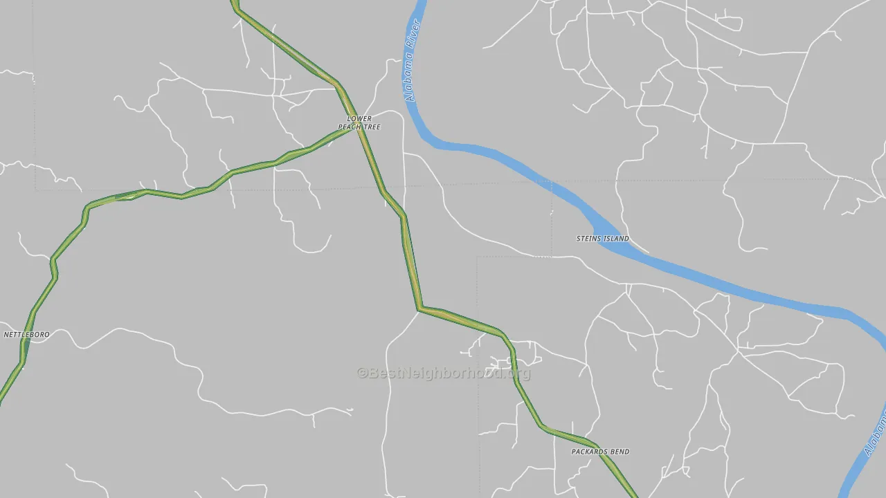 Lower Peach Tree, AL Map of Noise Levels in Lower Peach Tree