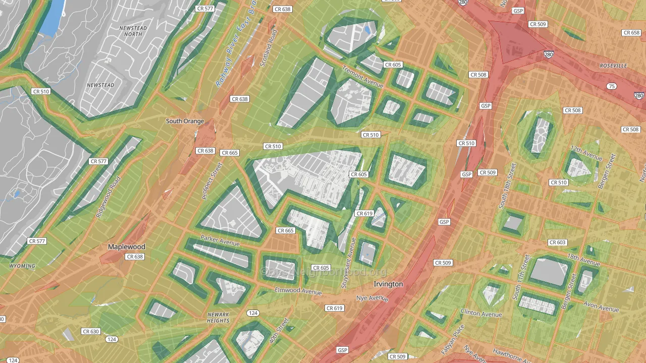 Lower Vailsburg, Newark, NJ Map of Noise Levels in Lower Vailsburg