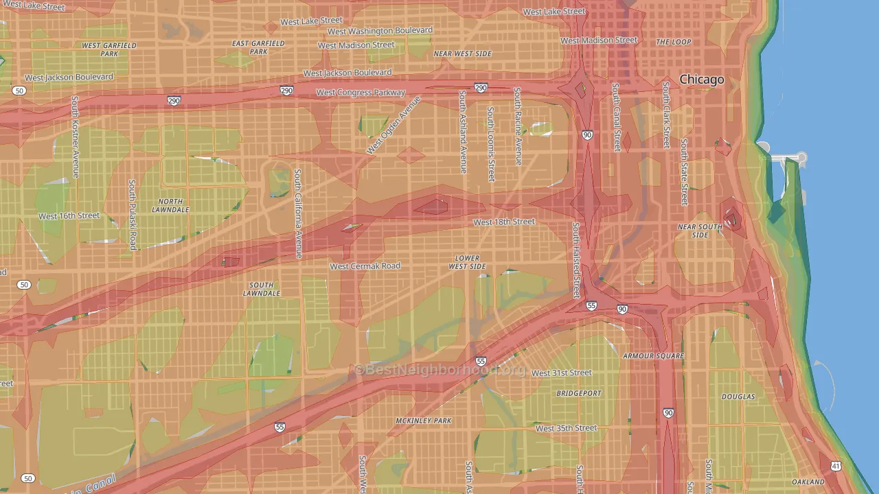 Lower West Side, Chicago, IL Map of Noise Levels in Lower West Side