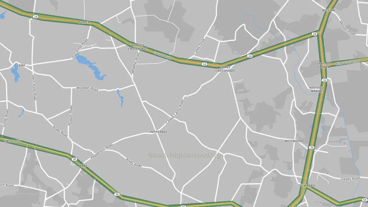 Lowes Crossroads, DE Map of Noise Levels in Lowes Crossroads