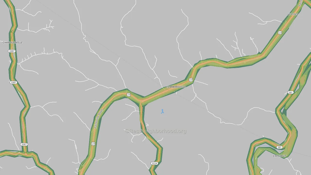 Lowmansville, KY Map of Noise Levels in Lowmansville