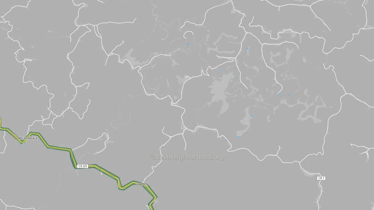 Lowney, WV Map of Noise Levels in Lowney