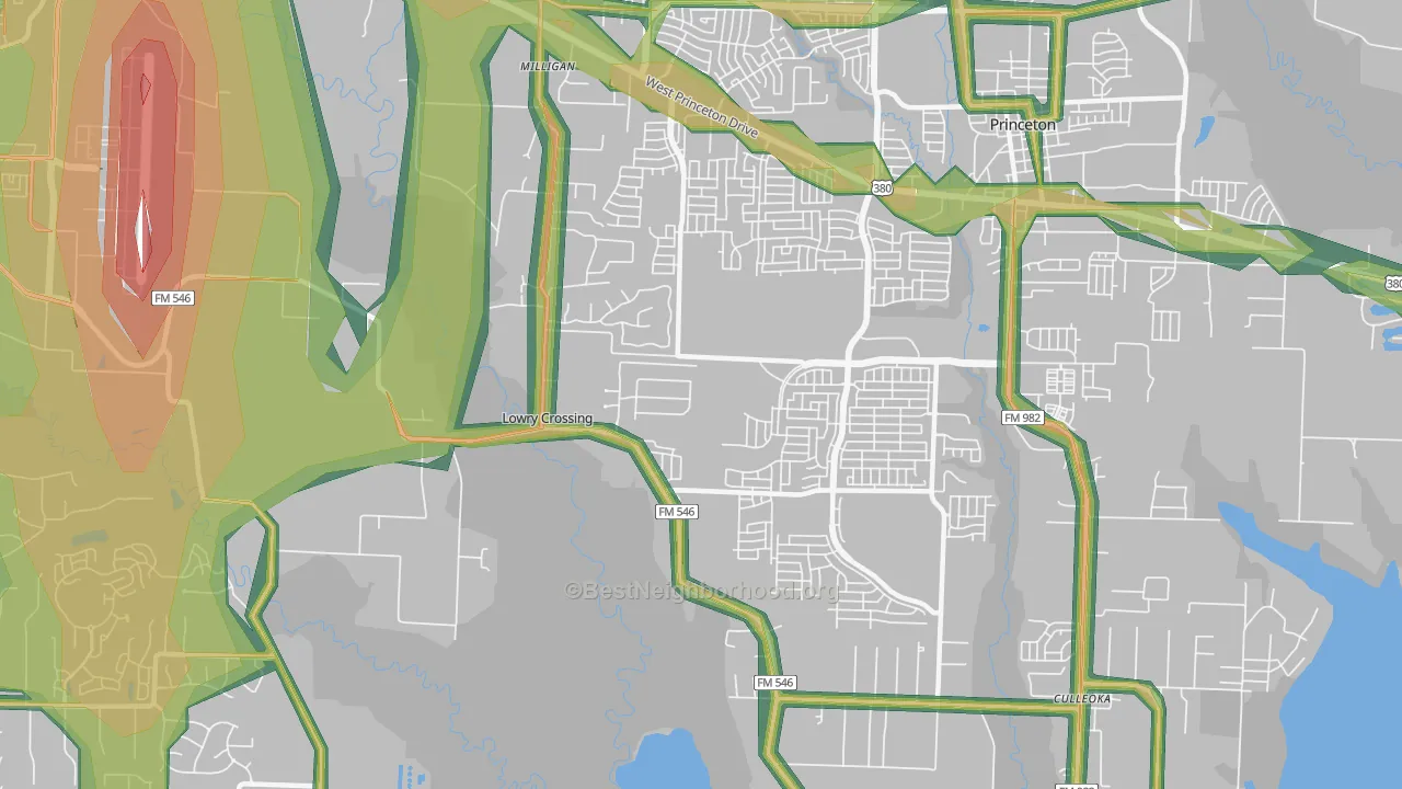 Lowry Crossing, TX Map of Noise Levels in Lowry Crossing