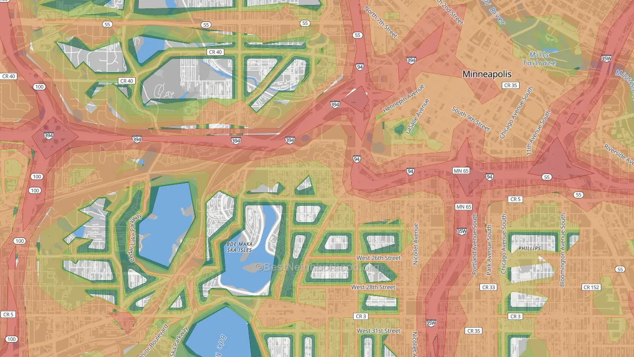 Lowry Hill, Minneapolis, MN Map of Noise Levels in Lowry Hill