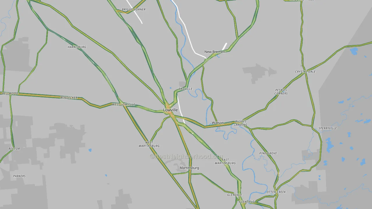 Lowville, NY Map of Noise Levels in Lowville