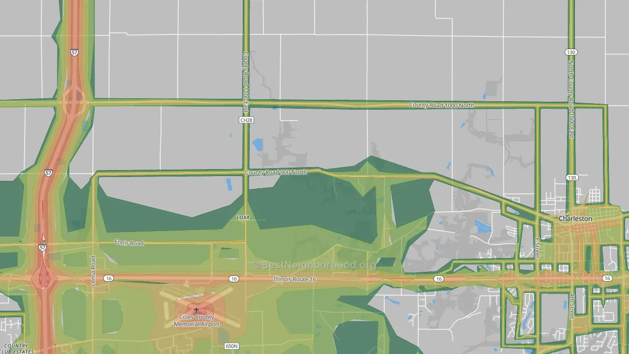 Loxa, IL Map of Noise Levels in Loxa