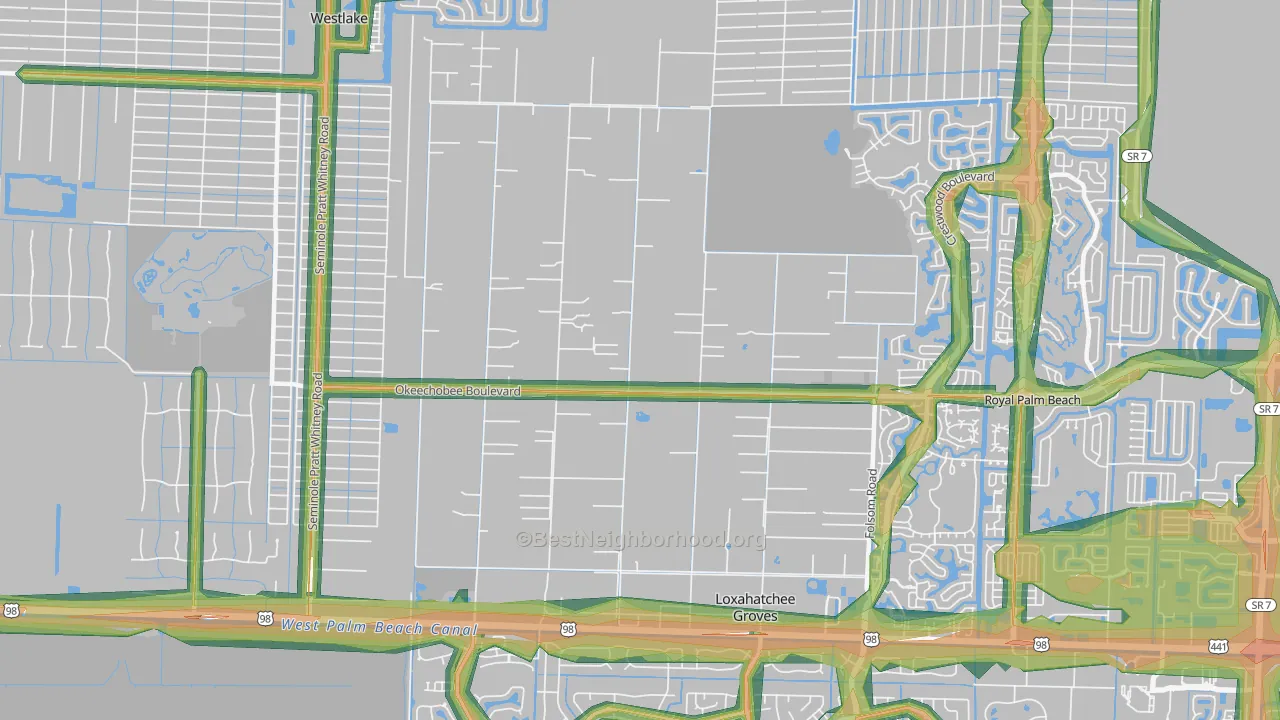 Loxahatchee Groves, FL Map of Noise Levels in Loxahatchee Groves