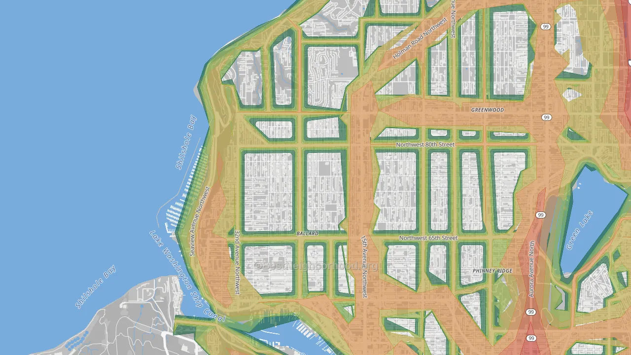Loyal Heights, Seattle, WA Map of Noise Levels in Loyal Heights