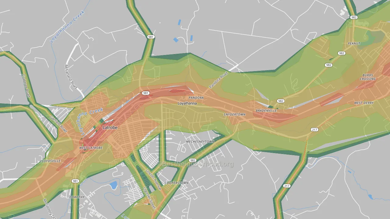 Loyalhanna, PA Map of Noise Levels in Loyalhanna