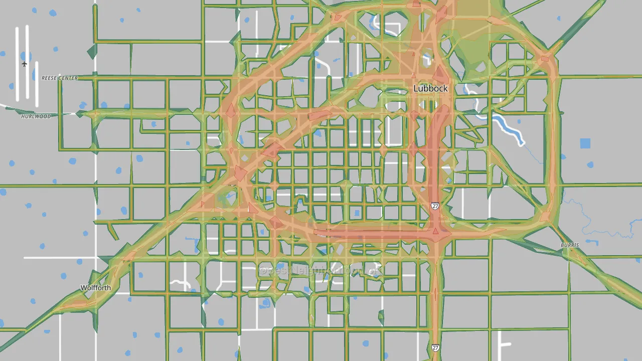Lubbock, TX Map of Noise Levels in Lubbock