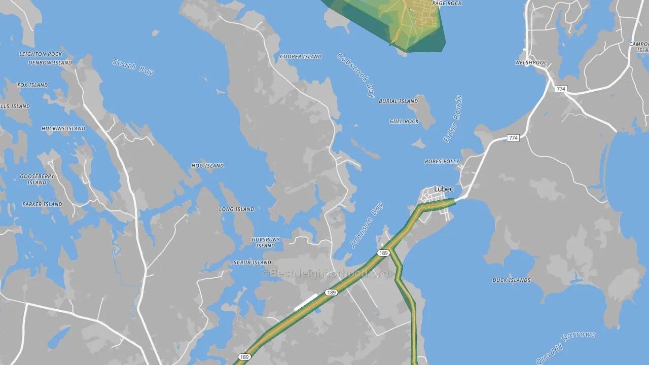 Lubec, ME Map of Noise Levels in Lubec