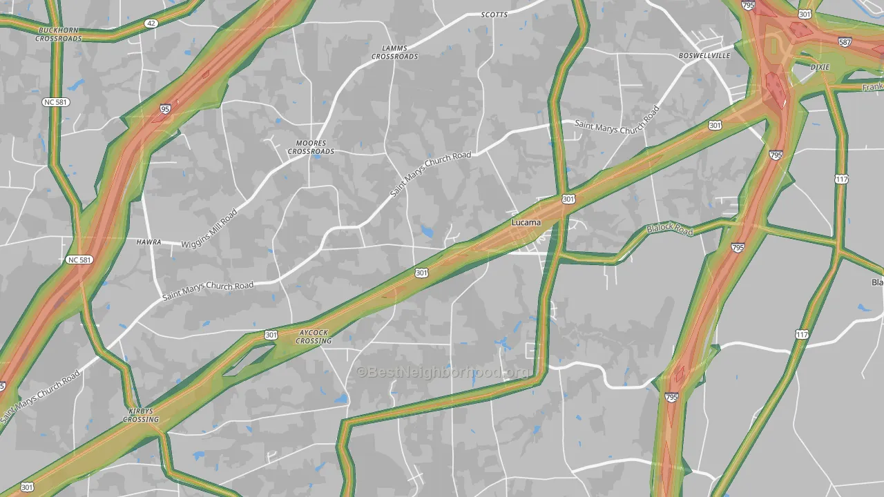 Lucama, NC Map of Noise Levels in Lucama